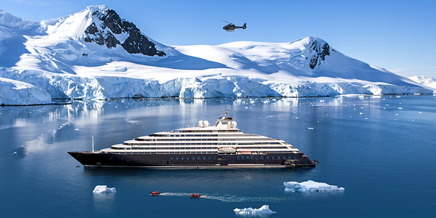 Scenic Eclipse cruise ship in Antarctica