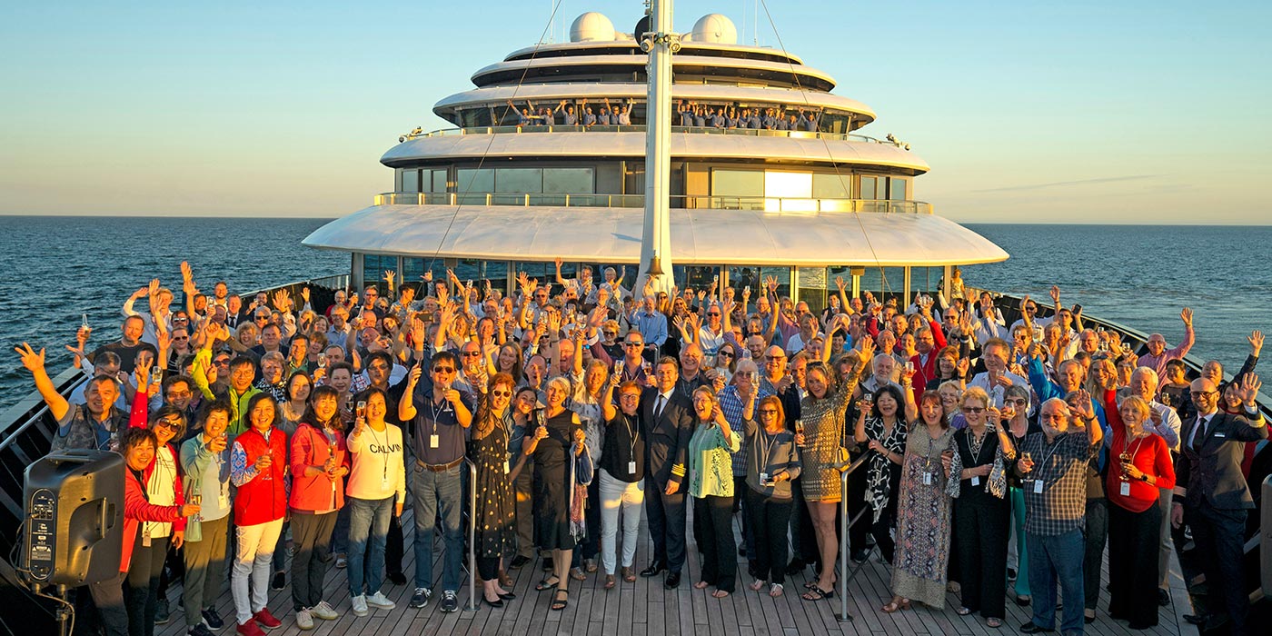 A group of guests on the deck, Scenic Eclipse I