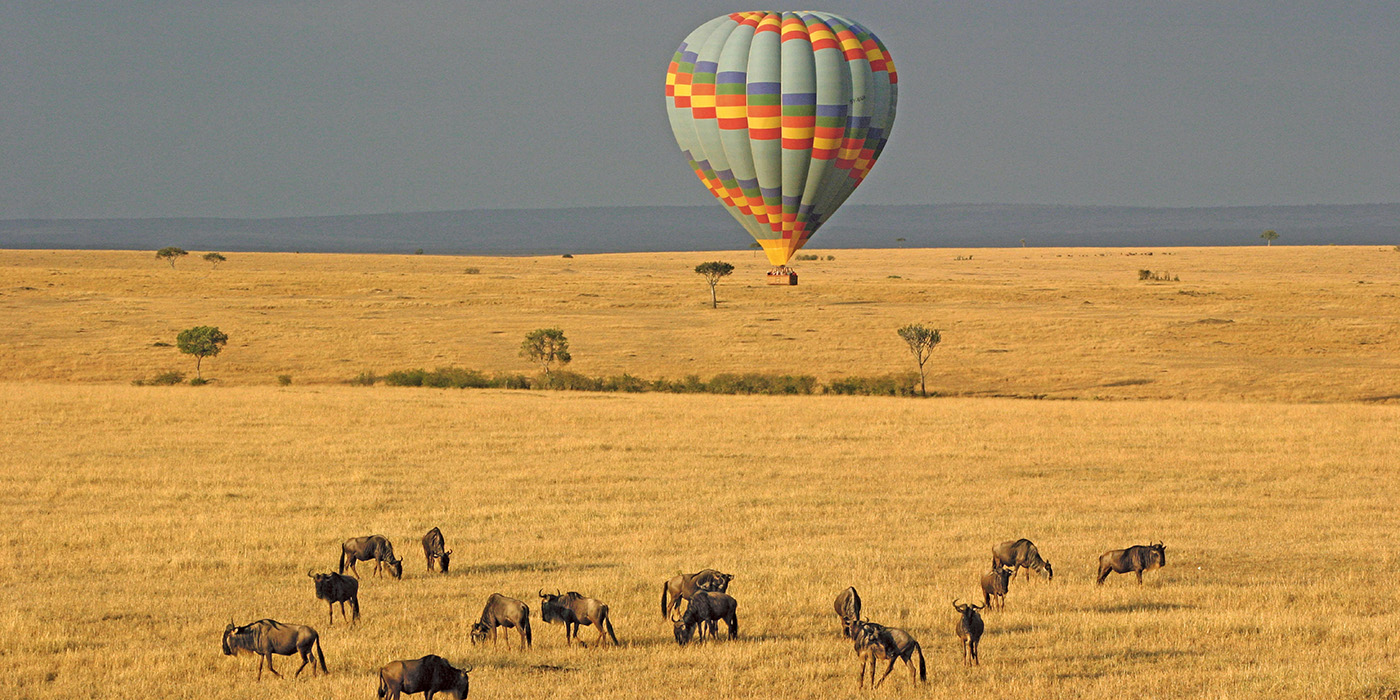 Hot air balloon ride over Masai Mara, Kenya, Africa
