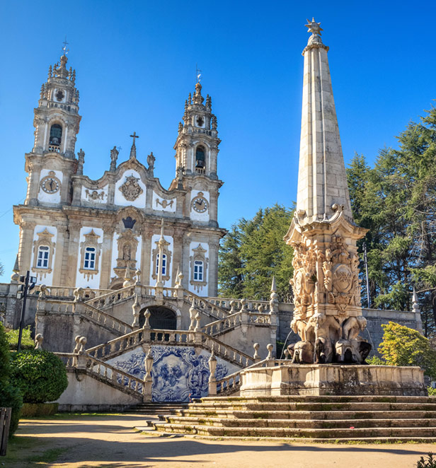 Exterior of Santuário de Nossa Senhora dos Remédios church in Lamego, Portugal