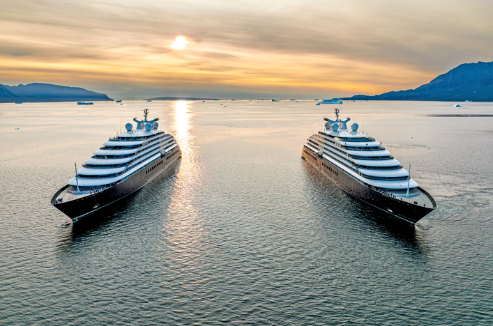 Two Scenic Eclipse ships in Disko Bay, Greenland