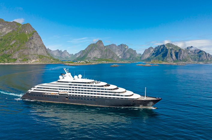 Scenic Cruises ship near Lofoten Islands in Norway