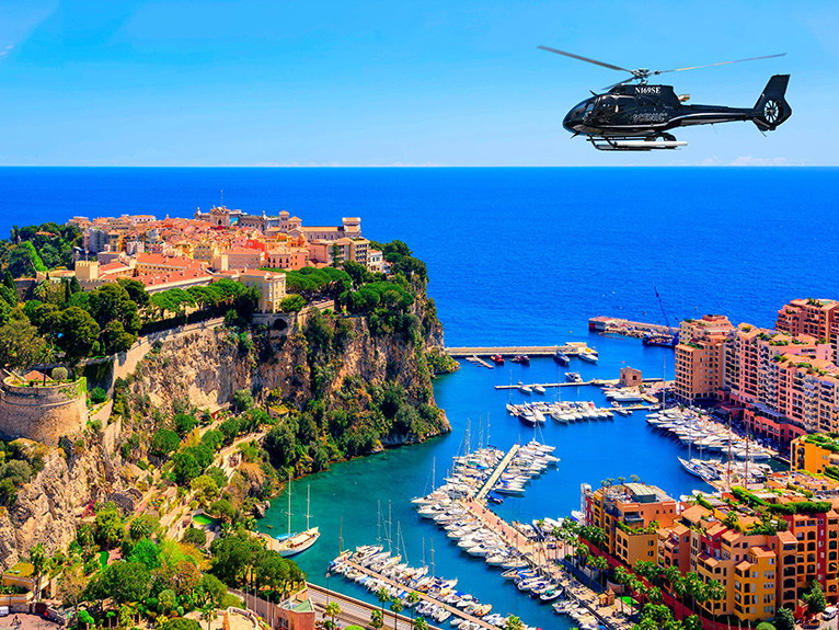 Scenic Eclipse Helicopter flying over Monaco