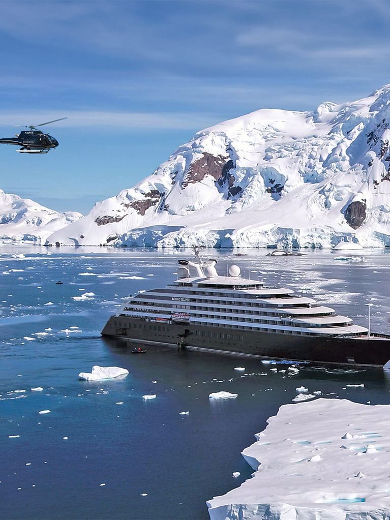 Scenic Eclipse Helicopter in Antarctica